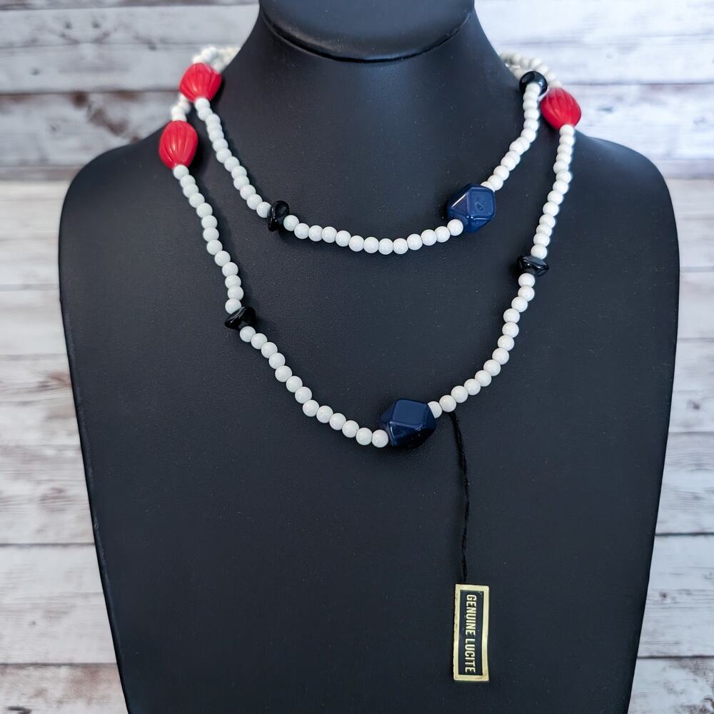 Vintage Lucite Necklace - Long 36" Can Be Layered